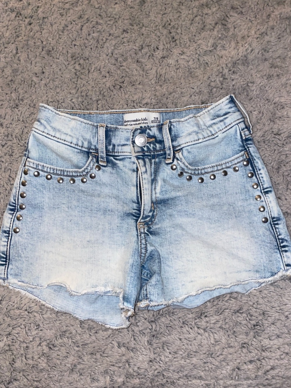 Light Wash Studded Denim Shorts - kids